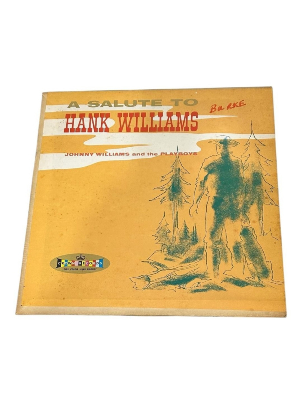 Vintage Johnny Williams Vinyl LP Salute To Hank Williams Crown Country Black USA